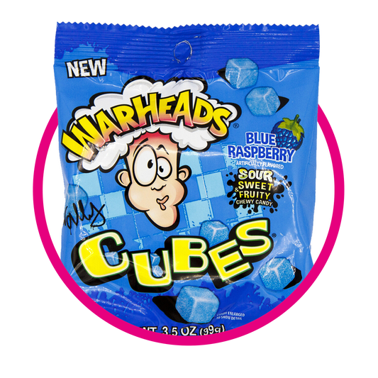 WARHEADS CUBES SOUR BLUE RASPERRY GUMMY BOLSA 99G