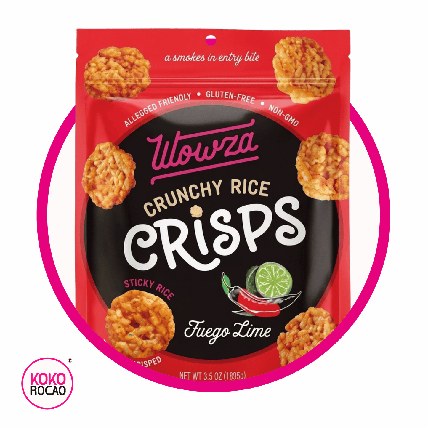 WOWZA CRUNCHY RICE CRISPS FUEGO LIME SNACKS BOLSA 100